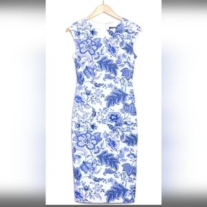 VINCE CAMUTO NWT BLUE FLORAL SCUBA KNIT SLEEVELESS DRESS SZ 12